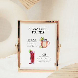 Signature Drinks Wedding Cocktail Menu Poster