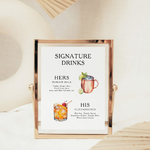 Signature Drinks Wedding Cocktail Menu Poster