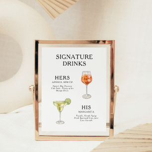 Signature Drinks Wedding Cocktail Menu Poster