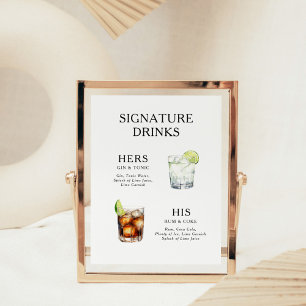 Signature Drinks Wedding Cocktail Menu Poster