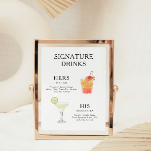 Signature Drinks Wedding Cocktail Menu Poster