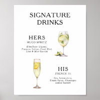 Signature Drinks Wedding Cocktail Menu Poster