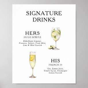 Signature Drinks Wedding Cocktail Menu Poster