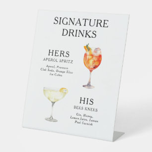 Signature Drinks Wedding Cocktail Menu Poster Pedestal Sign