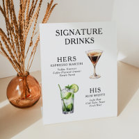 Signature Drinks Wedding Cocktail Menu Poster