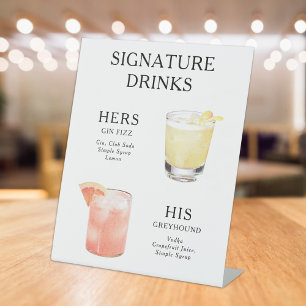 Signature Drinks Wedding Cocktail Menu Poster Pedestal Sign