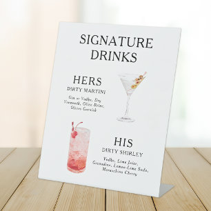 Signature Drinks Wedding Cocktail Menu Poster Pedestal Sign