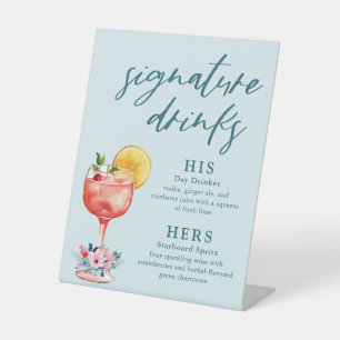 Signature Drinks Wedding Cocktail Pedestal Sign