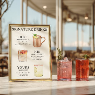 Signature Drinks Wedding Cocktail Poster