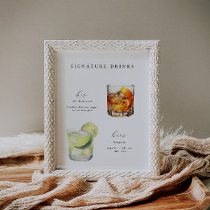 Signature Drinks Wedding Cocktail Poster