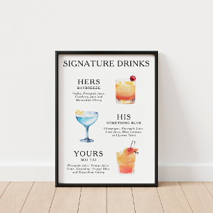 Signature Drinks Wedding Cocktail Poster