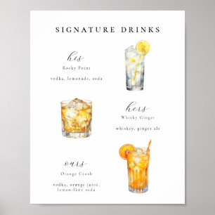 Signature Drinks Wedding Cocktails Poster