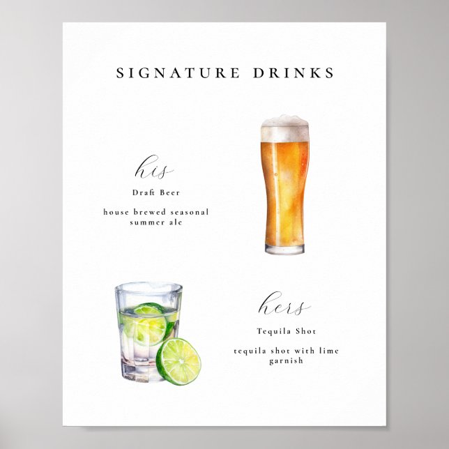 Signature Drinks Wedding Cocktails Poster (Front)