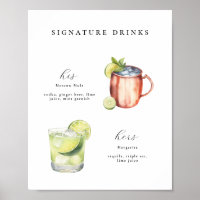 Signature Drinks Wedding Cocktails Poster