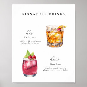 Signature Drinks Wedding Cocktails Poster