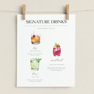 Signature Drinks Wedding Cocktails Poster