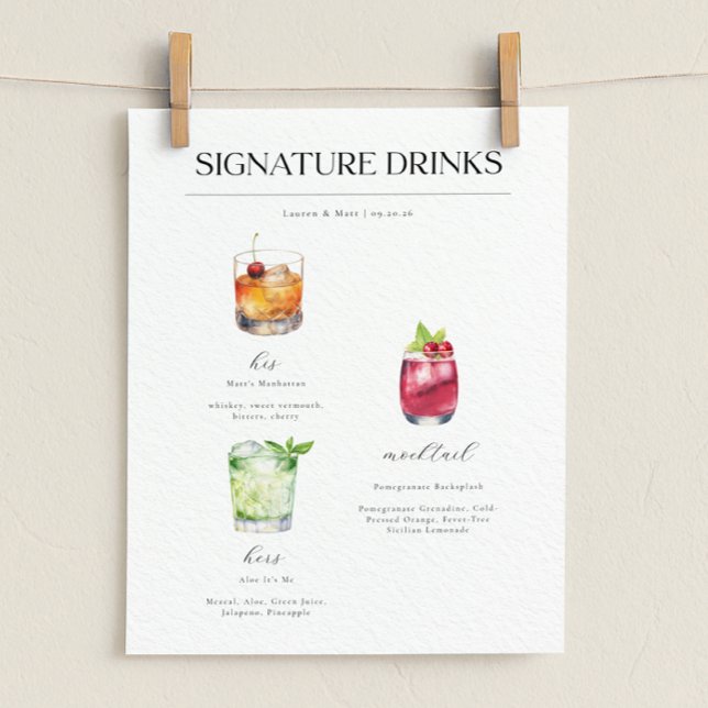 Signature Drinks Wedding Cocktails Poster (Creator Uploaded)