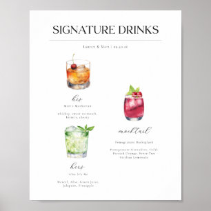 Signature Drinks Wedding Cocktails Poster
