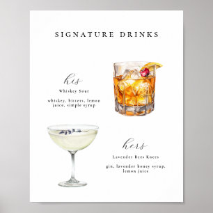 Signature Drinks Wedding Cocktails Poster