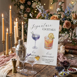 Signature Drinks Wedding Menu Pedestal Sign