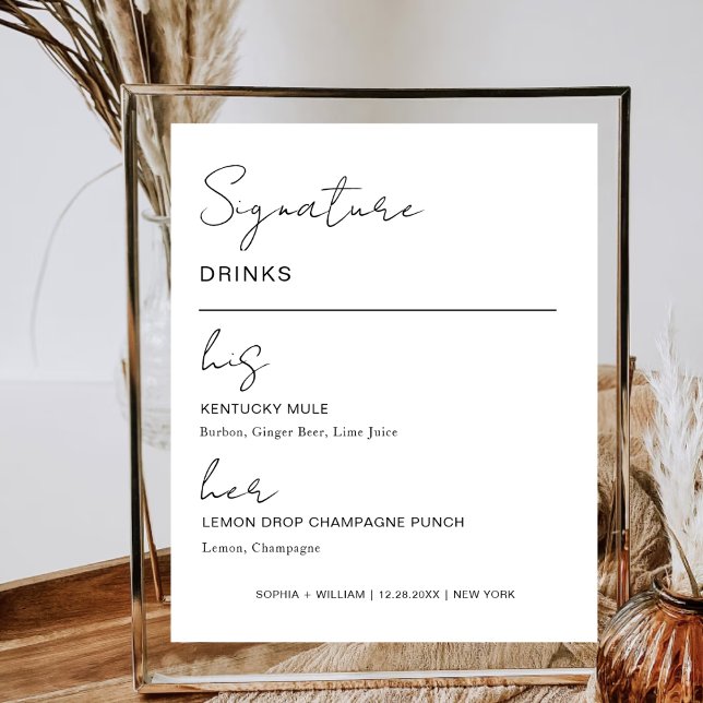 Signature Drinks Wedding Party Bar Menu His Hers Poster (Creator Uploaded)