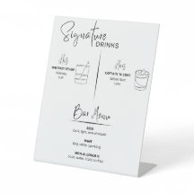 Signature Drinks Wedding Reception Bar Menu Sign
