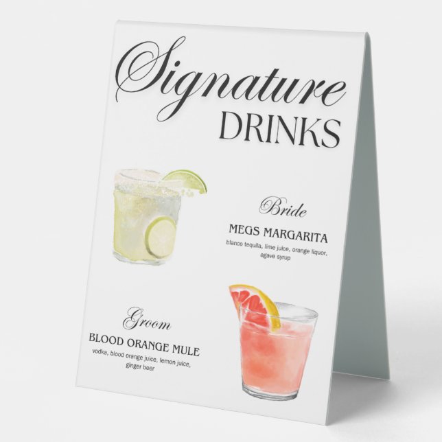 Signature Drinks Wedding Sign (Front)