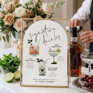 Signature Drinks with Dog Photo Arch Bar Sign Invitation