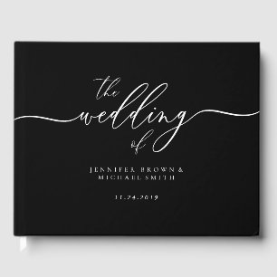 Signature Elegant Black Wedding Guest Book