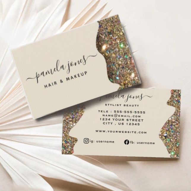 Signature Faux Gold Glam Glitter Professional  Business Card (Creator Uploaded)