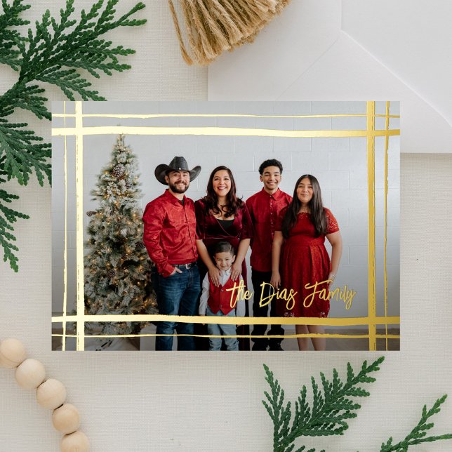 Signature Gift Wrapped Photo Frame Foil Holiday Card (Creator Uploaded)