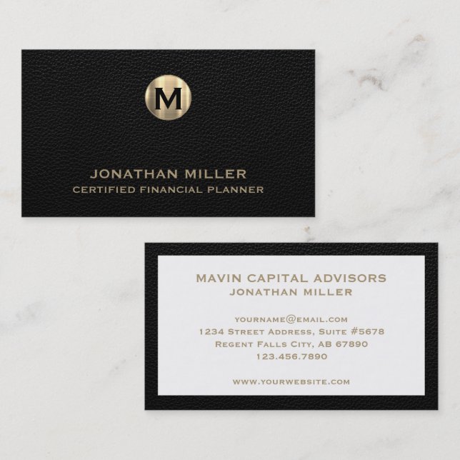 Signature Gold Monogram Financial Professionals Business Card (Front/Back)