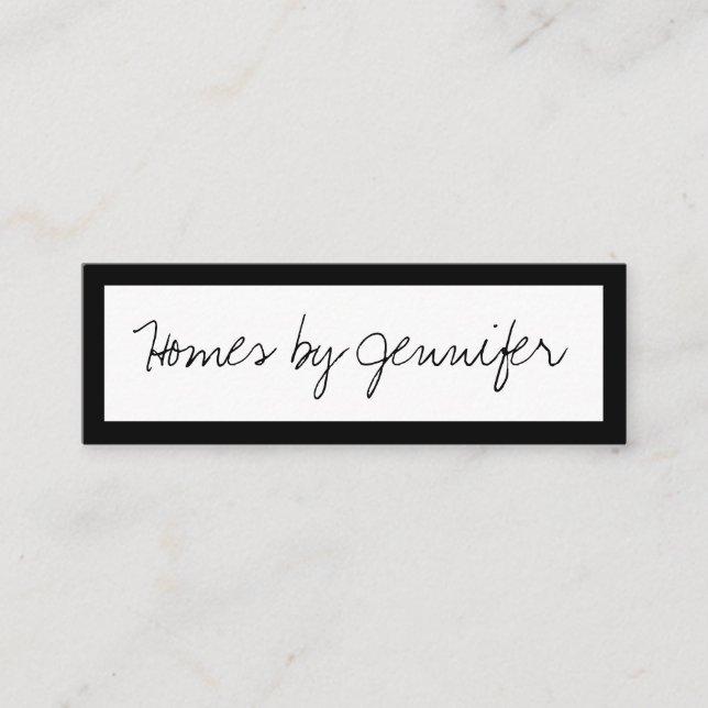 Signature Handwriting Black Border Profile Mini Business Card (Front)