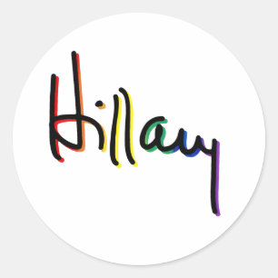 Signature Hillary Clinton Pride Rainbow - LGBT Pol Classic Round Sticker