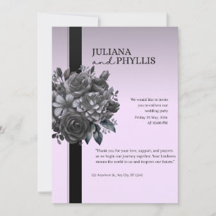 Signature Lilac Black Noir Botanical Wedding Invitation