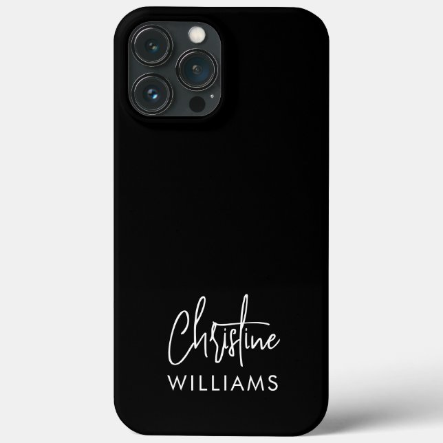 Signature Monogram Handwritten Script Black Case-Mate iPhone Case (Back)