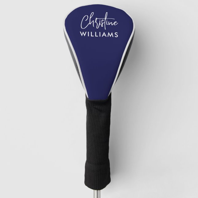 Signature Monogram Handwritten Script BLUE Golf Head Cover (Front)