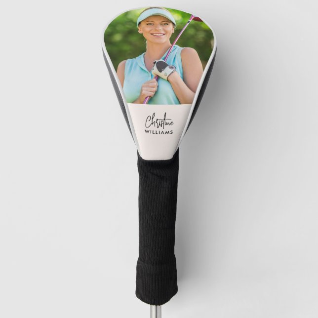 Signature Monogram Handwritten Script Blush PHOTO Golf Head Cover (Front)