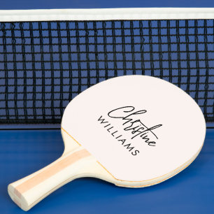 Signature Monogram Handwritten Script Blush pink Ping Pong Paddle