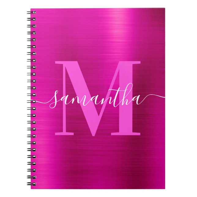 Signature Monogram Hot Pink Shimmer Notebook (Front)