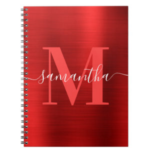 Signature Monogram Red Shimmer Foil  Notebook