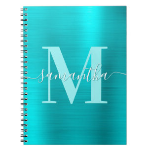 Signature Monogram Turquoise Blue Foil  Notebook