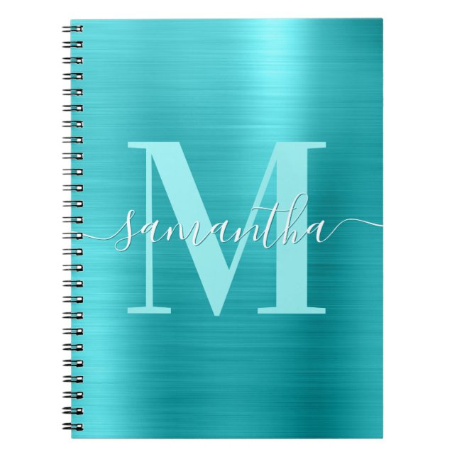 Signature Monogram Turquoise Blue Foil  Notebook (Front)