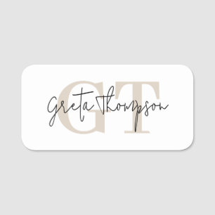 Signature Name Beige Monogram Name Tag