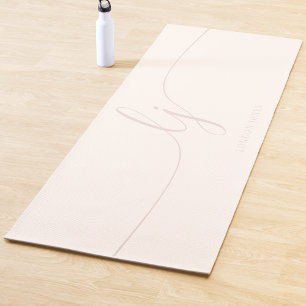 Signature Name Simple Calligraphy Ivory Blush Pink Yoga Mat