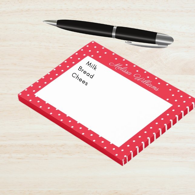 Signature Name White and Red Polka Dots Post-it Notes (Signature Name White and Red Polka Dots Post-it Notes)