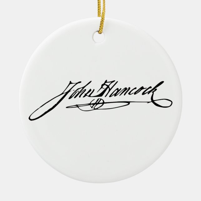 Signature of Founding Father John Hancock Ceramic Tree Decoration (Front)