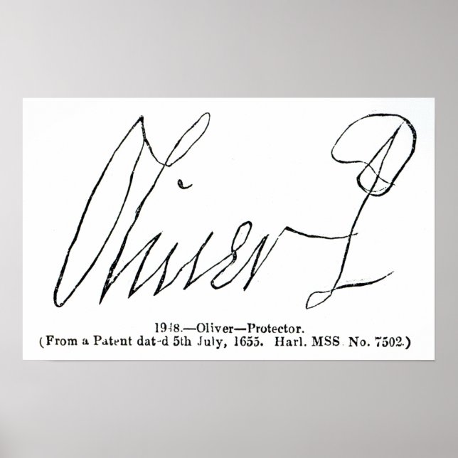 Signature of Oliver Cromwell  Lord Protector Poster (Front)