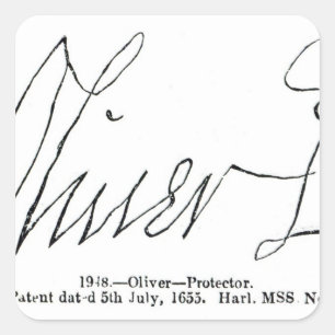 Signature of Oliver Cromwell Lord Protector Square Sticker