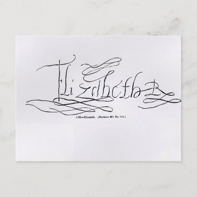 Signature of Queen Elizabeth I Postcard (Front)